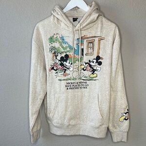 NWT Disney Mickey & Minnie Cream Places to Go and Friends to See Hoodie Size S